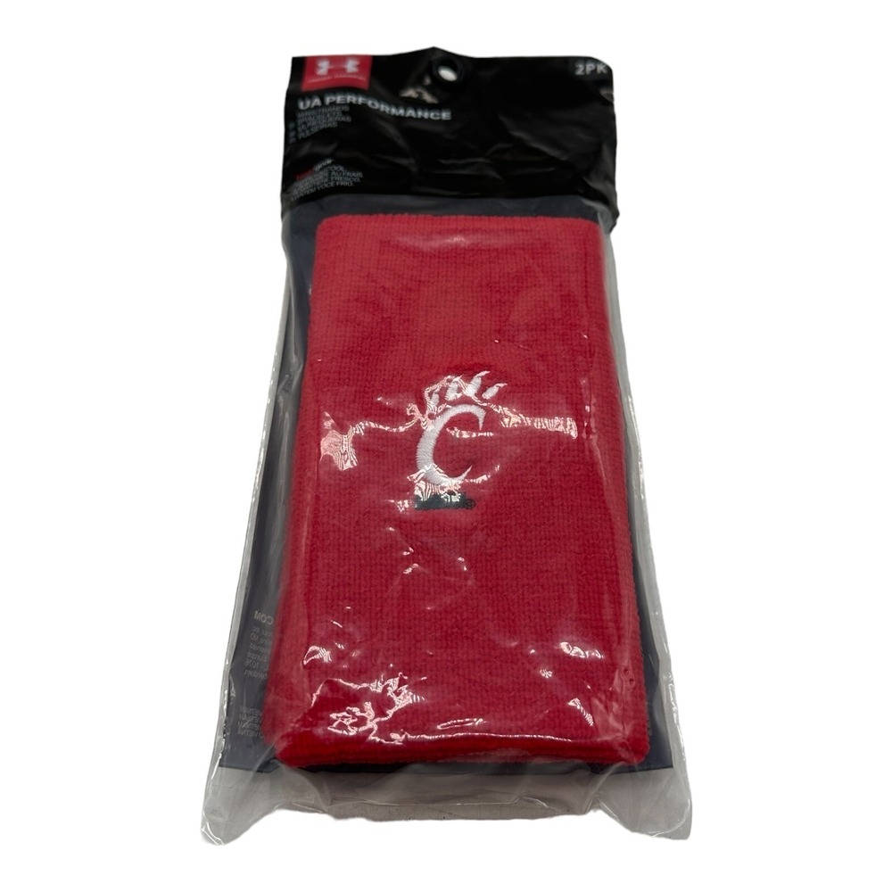New UNDER ARMOUR Cincinnati Bearcats Basketball Wristband Team Issued 2 Pack‎